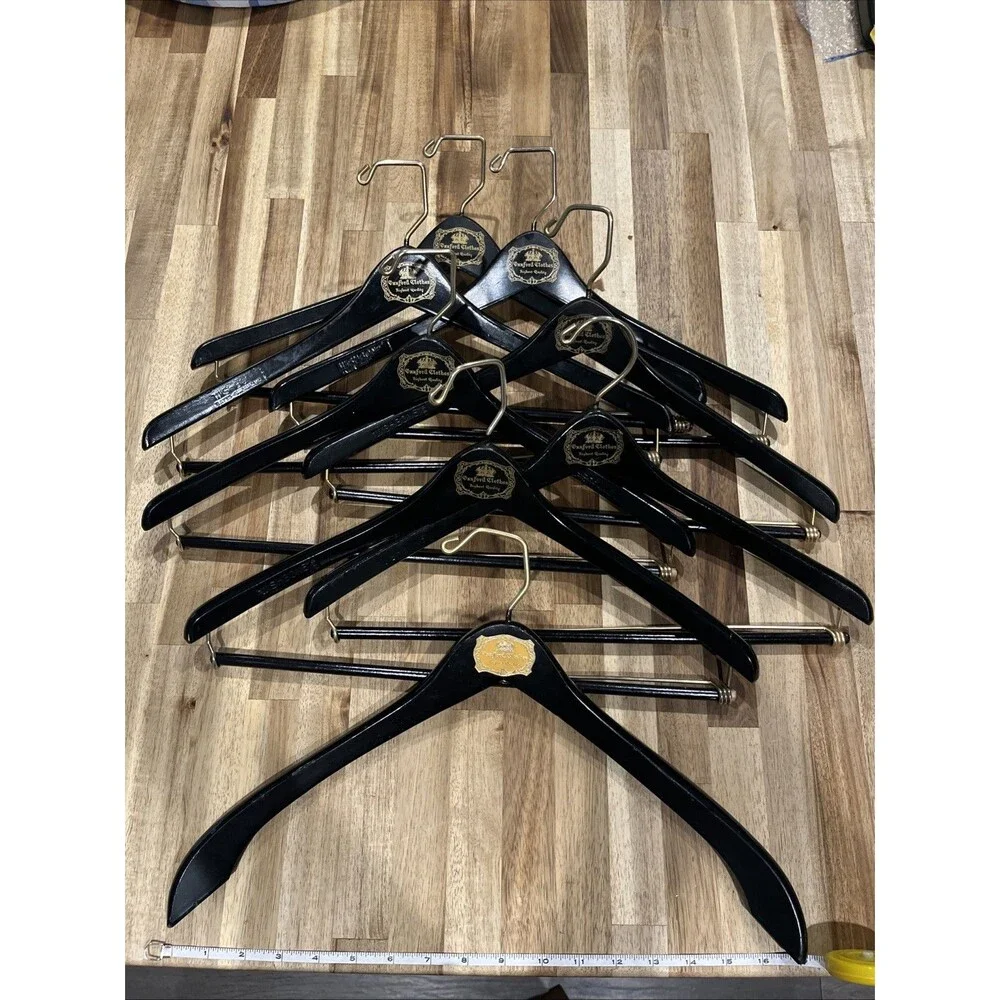 Oxford Clothes Wooden Pant Hangers and 1 Shirt (7 Pant Hangers, 1 Shirt Hanger)